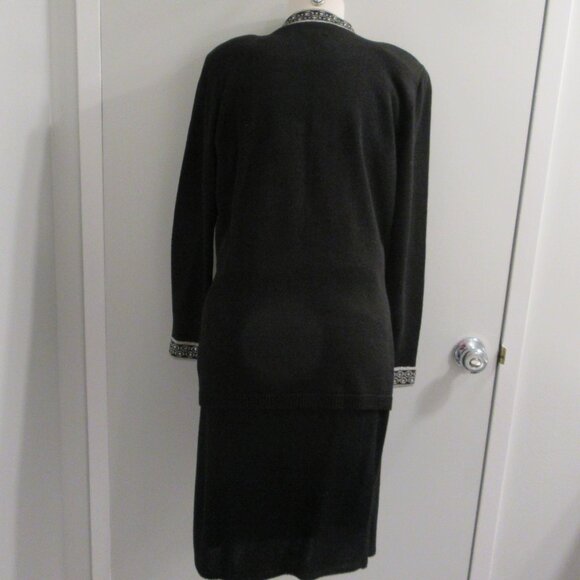 San Remo Laura Knits Women’s 3 Pc Suit Twin Set & Skirt Sz Small/Petite Black - Picture 2 of 16